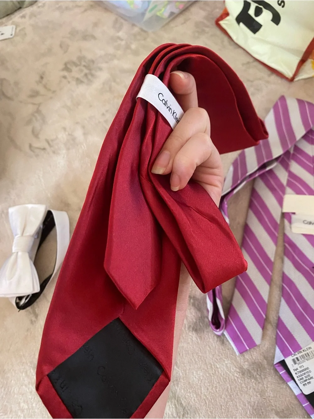 Calvin Klein Tie Bundle (2) & White Bow Ties (2)